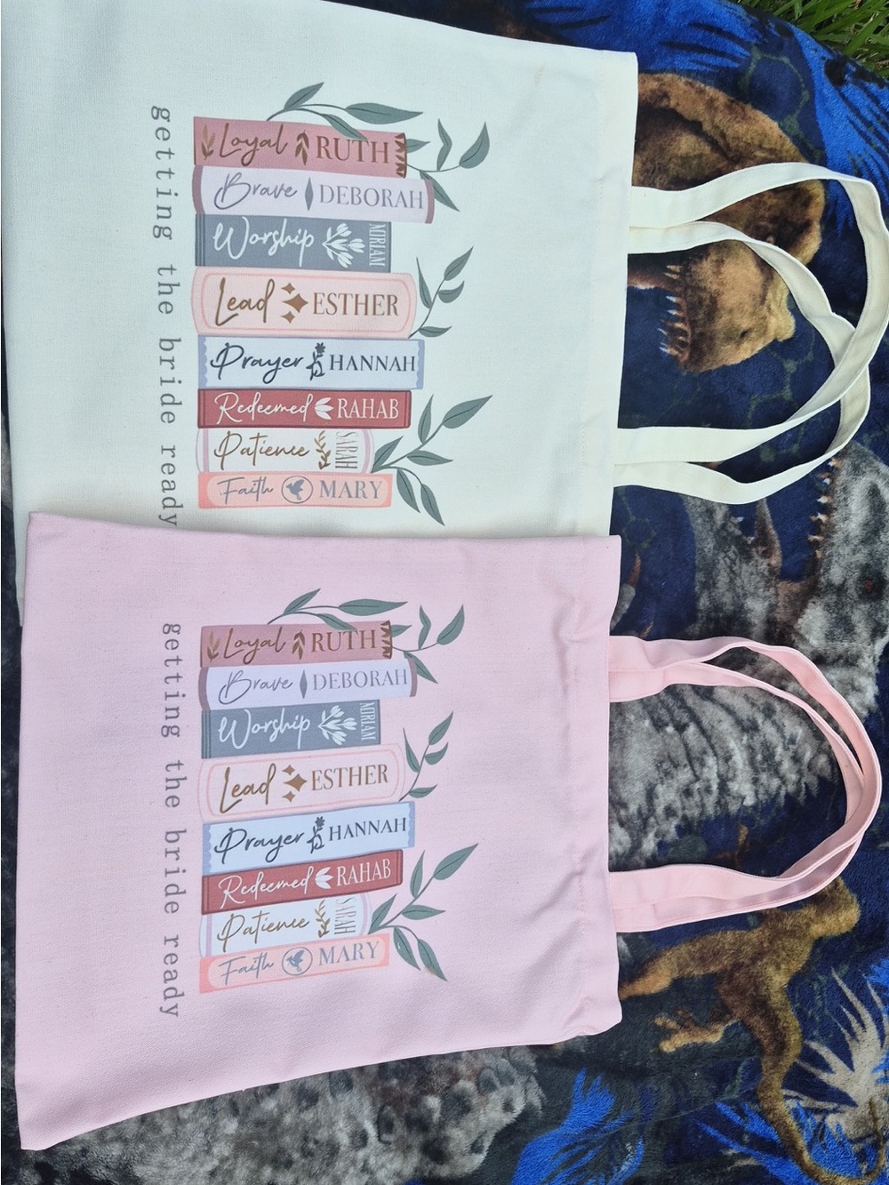 Canvas Tote Bag - Pink or Cream - Inspirational Bride Ready Design